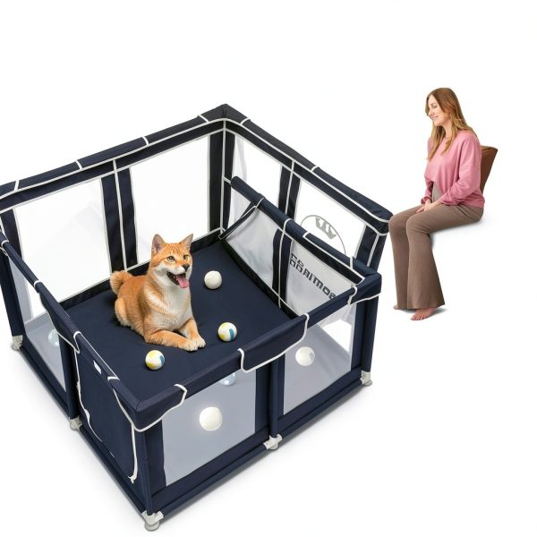 Zikopomi Dog Playpen Royal Blue Pet Fence Safe Spacious-5