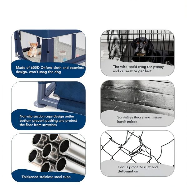 Zikopomi Dog Playpen with Pee Pad Royal Blue Indoor Pet-5