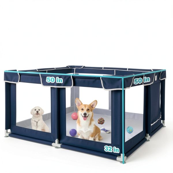Zikopomi Dog Playpen Royal Blue Pet Fence Safe Spacious-2
