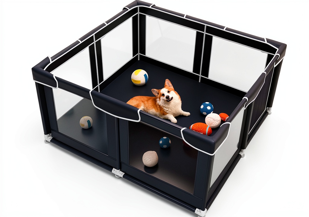 Zikopomi dog playpen setup in a living room