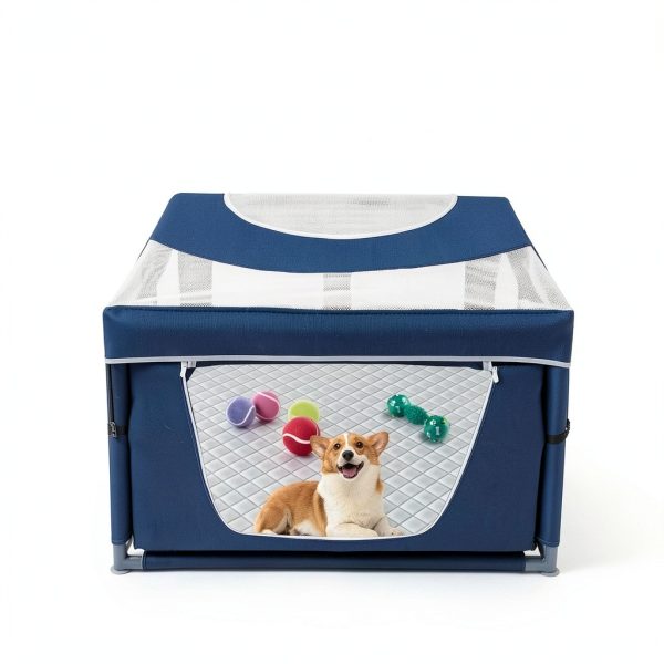 Zikopomi Dog Playpen with Pee Pad Royal Blue Indoor Pet-4