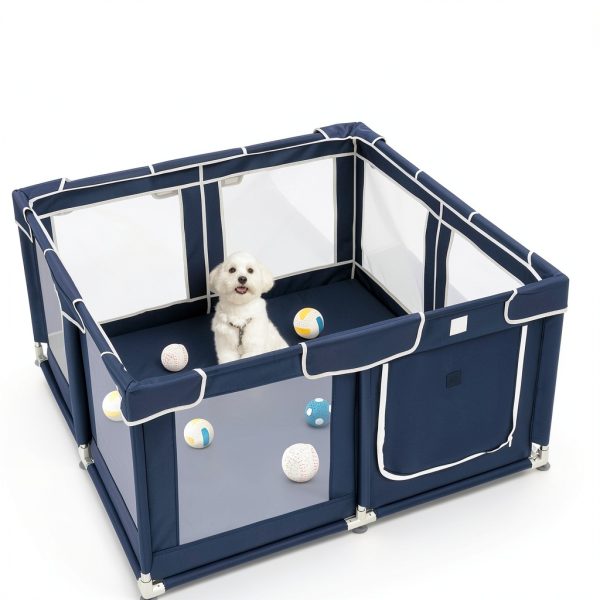 Zikopomi Dog Playpen Royal Blue Pet Fence Safe Spacious-3