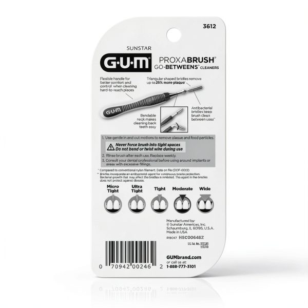 GUM Proxabrush Go-Betweens Moderate Interdental Brush Model 3612ECM4-11
