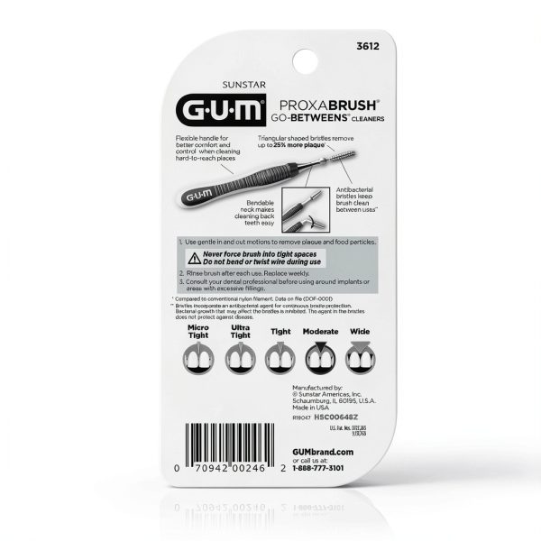 GUM Proxabrush Go-Betweens Moderate Interdental Brush Model 3612ECM4-2