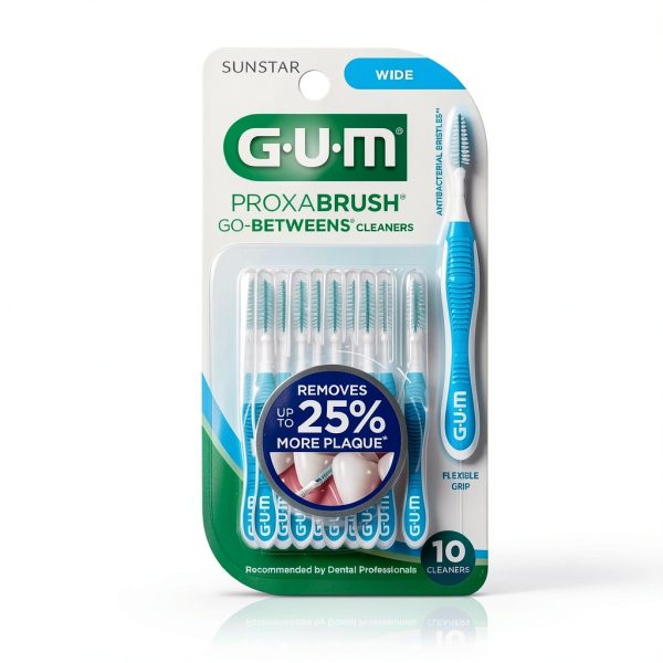 GUM Proxabrush Go-Betweens - Wide - Interdental Brushes - Soft Bristled Dental Picks for Plaque Removal Health - Safe for Braces & Dental Devices, 10 Count (Pack of 4)-9