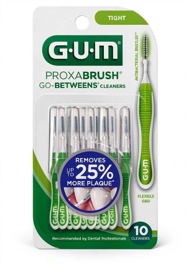 GUM Proxabrush Go-Betweens - Tight - Interdental Brushes - Soft Bristled Dental Picks for Plaque Removal Health - Safe for Braces & Dental Devices, 10ct (6pk)-8