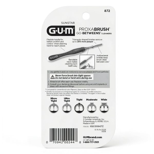 GUM Proxabrush Go-Betweens - Tight - Interdental Brushes - Soft Bristled Dental Picks for Plaque Removal Health - Safe for Braces & Dental Devices, 10 Count (Pack of 4)-9