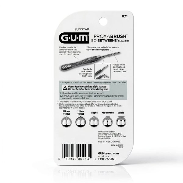 GUM Proxabrush Go-Betweens Interdental Brushes Tight Soft Bristle Pack-9
