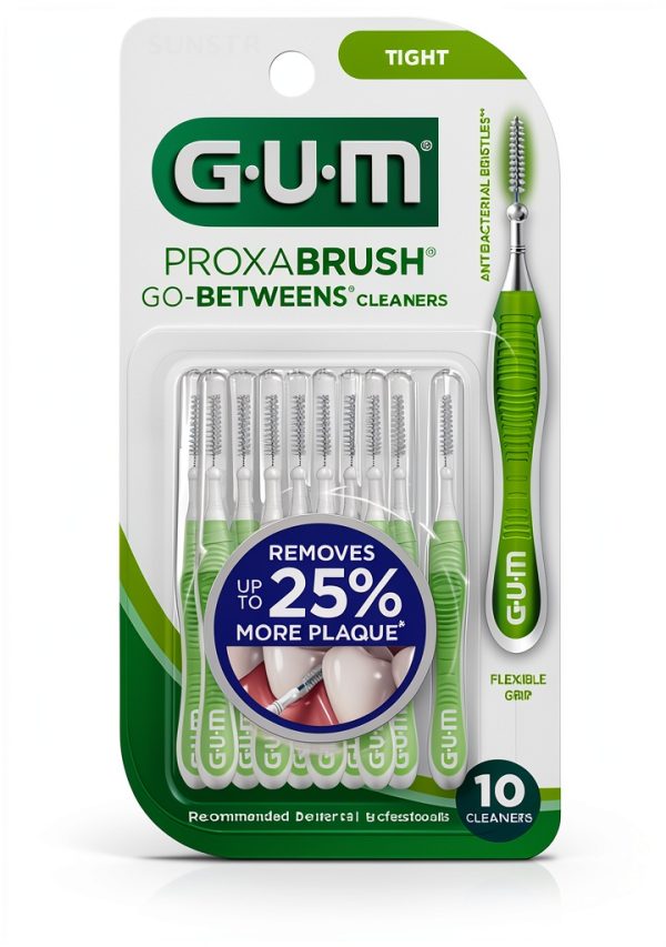 GUM Proxabrush Go-Betweens - Tight - Interdental Brushes - Soft Bristled Dental Picks for Plaque Removal Health - Safe for Braces & Dental Devices, 10ct (6pk)-1