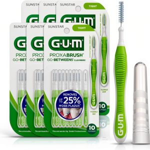 GUM Proxabrush Go-Betweens - Tight - Interdental Brushes - Soft Bristled Dental Picks for Plaque Removal Health - Safe for Braces & Dental Devices, 10ct (6pk)-0
